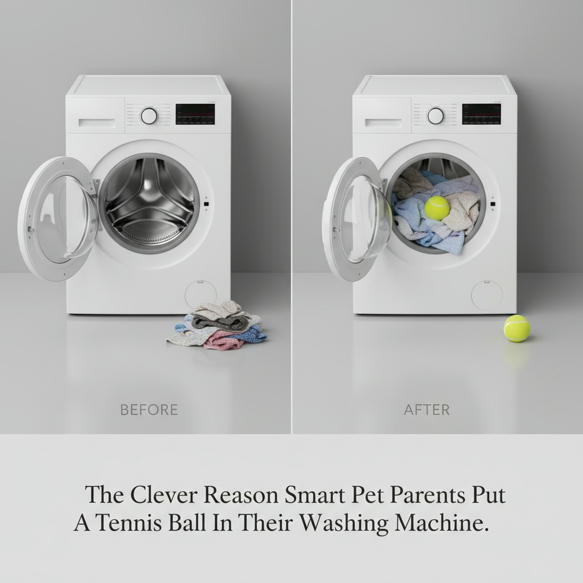 The Clever Reason Smart Pet Parents Put A Tennis Ball In Their Washing Machine.