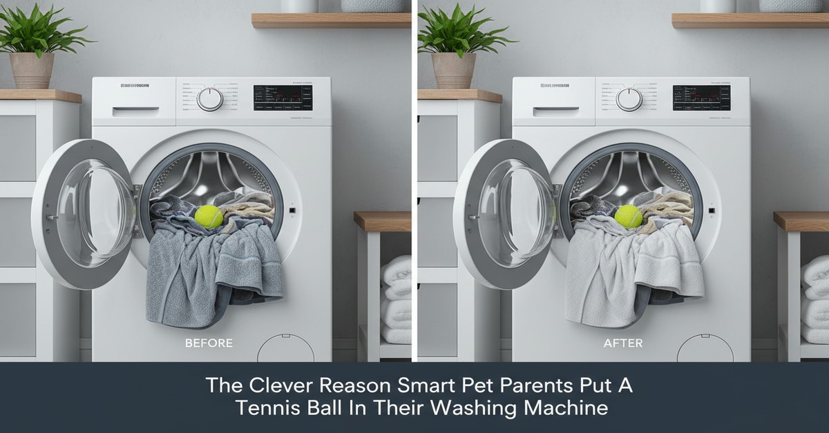 The Clever Reason Smart Pet Parents Put A Tennis Ball In Their Washing Machine.